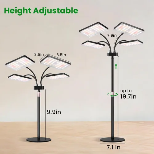 Miniatura 6 de LBW Luz de crecimiento de escritorio para plantas de interior, lámpara de escritorio de espectro completo con 4 cuellos de cisne ajustables, amplia