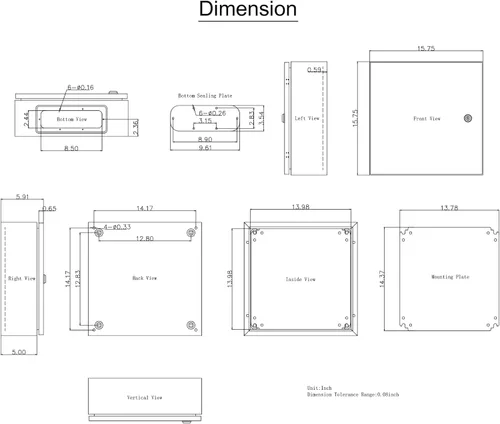 Miniatura 10 de VEVOR NEMA - Caja de acero de 16 x 16 x 6'', caja eléctrica de acero NEMA 4X, IP66 impermeable y a prueba de polvo, caja de conexiones eléctricas