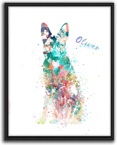 Miniatura 11 de Personal-Prints Regalo de arte personalizado para pared de perro, impresión artística moderna personalizada única de estilo acuarela La raza