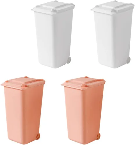 GANAZONO Mini basurero de escritorio con tapa, organizador pequeño para bolígrafos, almacenamiento compacto de mesa, 6.29 x 3.93 x 2.55 pulgadas