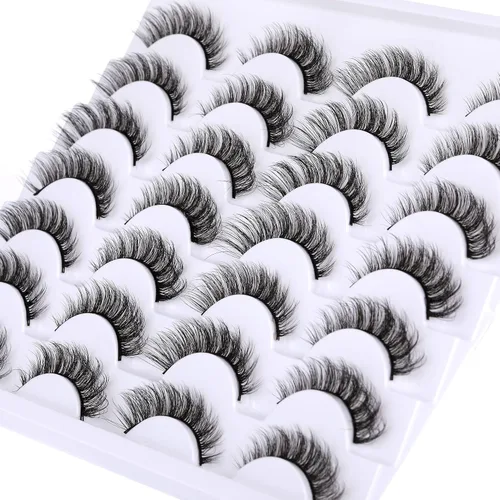 Miniatura 6 de Newcally - Pestañas postizas de ojo de gato con aspecto natural, pestañas cortas y tupidas en 3D, paquete de 14 pares de pestañas falsas de visón
