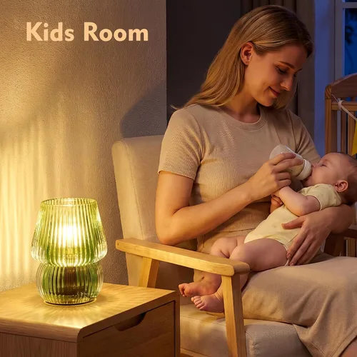 Miniatura 5 de Pequeña Lámpara de Mesa Operada con Pilas con Temporizador, Pequeña Lámpara de Mesa de Vidrio Inalámbrica para Decoración del Hogar, Cocina, Baño