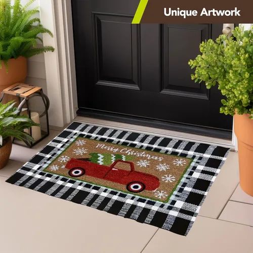 Miniatura 8 de Tapete de puerta de árbol de Navidad de fibra de coco de Briarwood Lane D02189