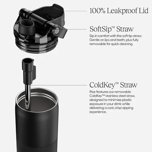 Miniatura 2 de BrüMate Rise - Botella de agua de 18 onzas con popote de silicona cubierto Botella de agua para niños aislada 100% a prueba de fugas Base apta