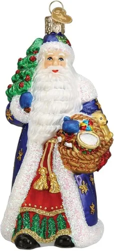 Old World Christmas Regal Father - Adorno de cristal soplado para árbol de Navidad, decoración navideña hecha a mano, colección Santa