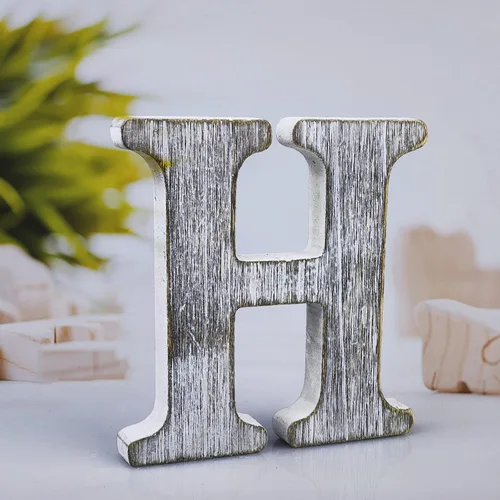 Letras de madera rústica sin terminar de 4 pulgadas para decoración de pared, letras decorativas de pie en rodajas, decoración de tablero para