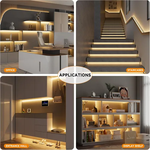 Miniatura 7 de PAUTIX Tiras de luces LED COB 65.6 pies/20m blanco cálido 2700K, compatible con Alexa/Google Assistant, tiras LED regulables para dormitorio