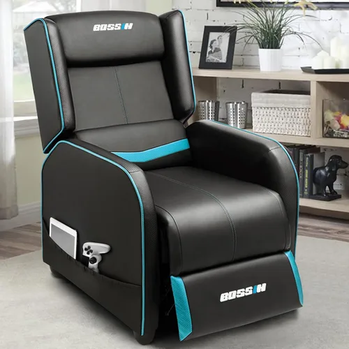 Miniatura 8 de BOSSIN Silla Reclinable Gaming para Adultos 400lbs Estilo Racing Sofá Grande y Alto Asiento Reclinable de Cuero PU, Lounge Ergonómico Moderno Cómodo