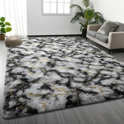 Miniatura 7 de Deerhoo - Alfombra de área, estilo shag, 4 x 6 pies, con teñido anudado, alfombra mullida y ultrasuave para sala de estar, alfombra de pelo