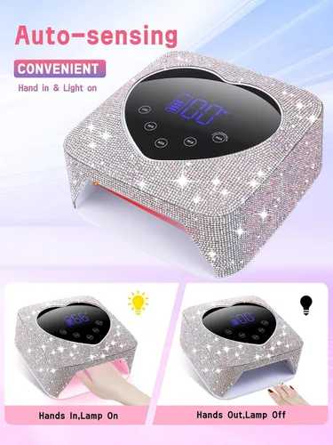 Miniatura 3 de Hongfa - Lámpara de uñas inalámbrica, secador de uñas LED UV recargable para esmalte de gel con pantalla LCD, sensor automático y 5 ajustes