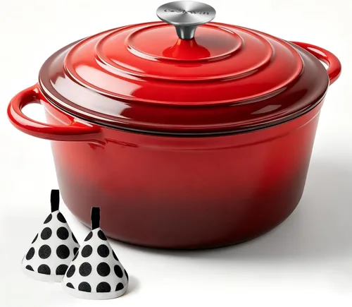 Miniatura 22 de COOKWIN Olla de hierro fundido esmaltada con tapa antiadherente, olla recubierta de esmalte antiadherente, azul, 3 QT