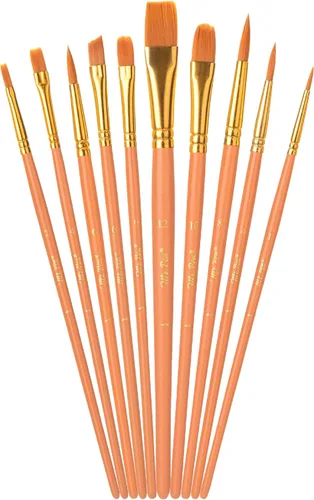 Miniatura 13 de Mr. Pen - Juego de pinceles de pintura acrílica, paquete de 10, punta redonda y puntiaguda, pinceles de nailon para acuarela, óleo, roca, cara