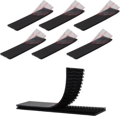 Miniatura 11 de 3M SJ3550 1 x 2 pulgadas, 10 unidades de cierre resellable negro resistente cinta entrelazada en forma de hongo cinta de montaje de gancho adhesivo