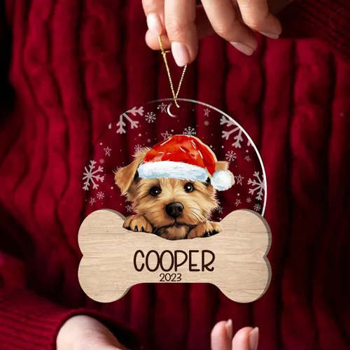 Miniatura 154 de Nazenti American Pit Bull Terrier Adorno de Navidad, adorno de perro fotográfico, adorno de perro personalizado, adornos de fotos de madera