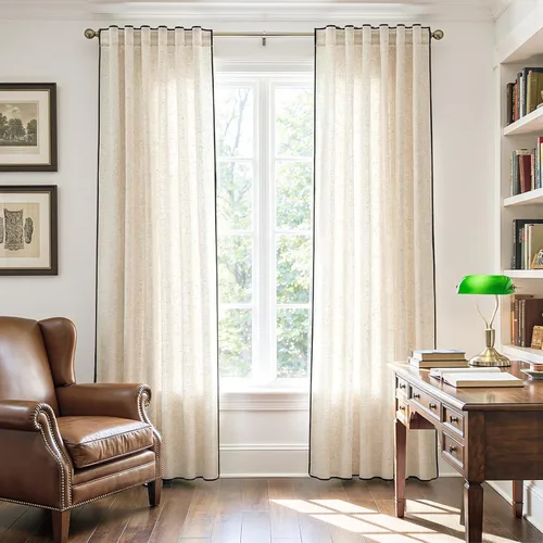 Miniatura 69 de JINCHAN Cortinas de lino de 108 pulgadas de largo, juego de 2 paneles, cortinas de ventana para sala de estar y dormitorio, cortinas