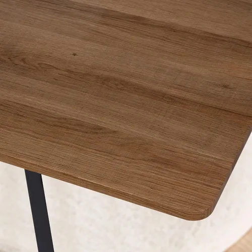 Miniatura 5 de Mesa de comedor rectangular de 71 pulgadas para 6 y 8 pulgadas, mesa de cocina de madera moderna de mediados de siglo con patas cruzadas de metal
