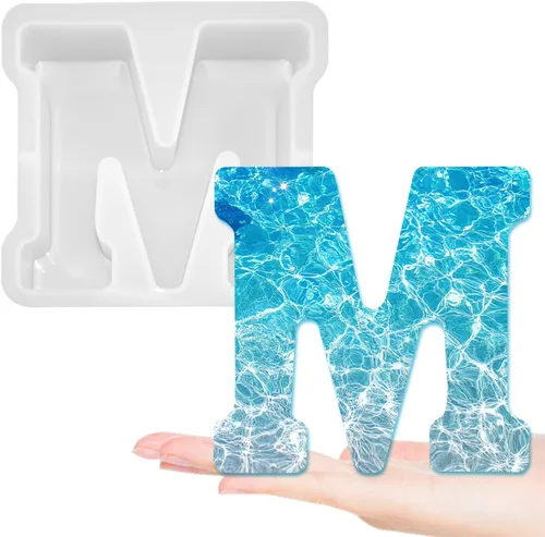 Moldes de letras grandes de 7 pulgadas para resina, molde de fundición de epoxi del alfabeto mayúscula 3D de la A a la Z, molde de silicona para