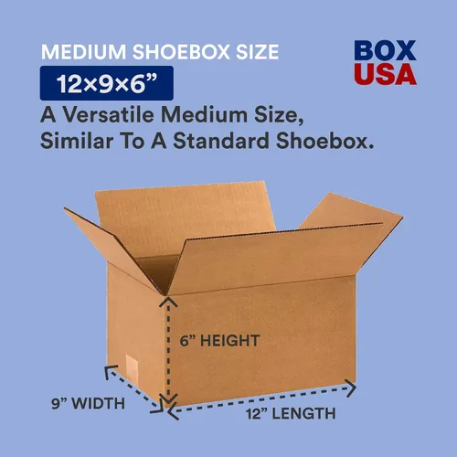 Miniatura 2 de BOX USA Cajas de envío de 12 pulgadas de largo x 9 pulgadas de ancho x 6 pulgadas de alto, paquete de 25 cajas pequeñas de cartón corrugado