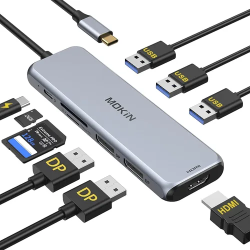 Miniatura 11 de Hub USB C para MacBook Pro/Air, Mac Dongle con 3 puertos USB, USB C a HDMI, USB C a RJ45 Ethernet, MOKiN 8 en 1 USB C a HDMI, carga PD de 100 W