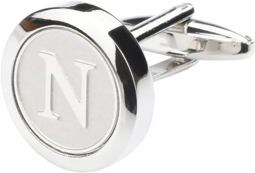 Miniatura 3 de Dannyshi - Gemelos clásicos, de acero inoxidable y con las 26 letras iniciales del alfabeto de la A-Z para hombre, para negocios, bodas y camisas