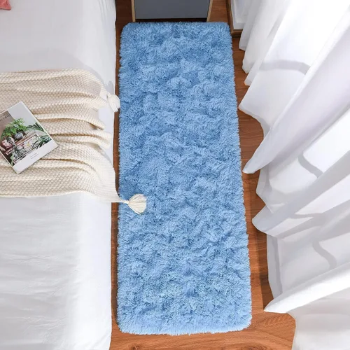 Miniatura 5 de Keeko Alfombras de Pasillo Pequeñas Azules para Dormitorio de Niños, Alfombra de Cabecera de Guardería 2x4 pies Alfombra Shag Bonita