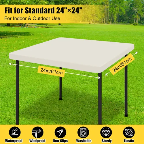 Miniatura 6 de Smiry - Mantel rectangular de vinilo con respaldo de franela elástica ajustada para mesas plegables de 2 pies, manteles impermeables y lavables