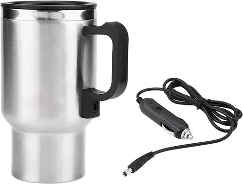 Miniatura 5 de Taza de calefacción para automóvil, taza de calefacción de viaje de acero inoxidable de 12 V 15.2 fl oz, taza de calefacción eléctrica para viajes