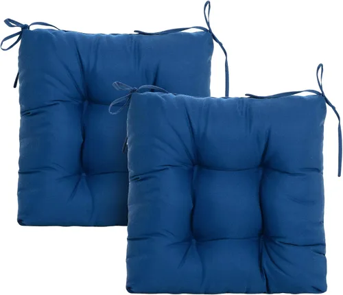 ARTPLAN T - Cojines de asiento de comedor para exteriores con lazo de 19 x 19 x 4 pulgadas, cojín cuadrado de mimbre para exteriores, juego de 2,