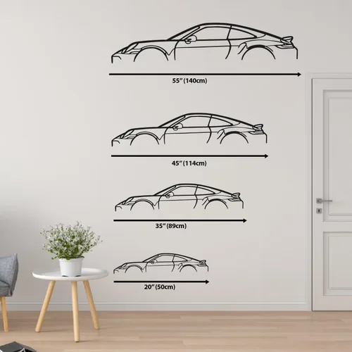 Miniatura 7 de DecoSoul Arte de Pared de Metal con Silueta de Coche 911, Coche Deportivo, Decoración de Línea de Silueta Automotriz, Cueva de Hombre, Regalo