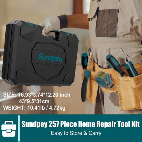 Miniatura 3 de Sundpey Home Tool Kit 257-PCs - Juego de herramientas de reparación básica para el hogar para hombres y mujeres - Juego de herramientas de mecánico
