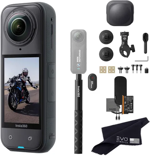 Miniatura 11 de Insta360 X5 Paquete para Motocicleta - Cámara de acción impermeable 360 de 8K con sensores de 48 MP de 1/1.28", video HDR 360 de 8K, 72MP, lente