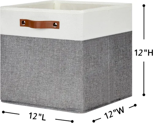 Miniatura 3 de HNZIGE Juego de 4 cubos de almacenamiento de tela, organizadores plegables para estantes, hogar, cubos decorativos para el hogar, juguetes, armario