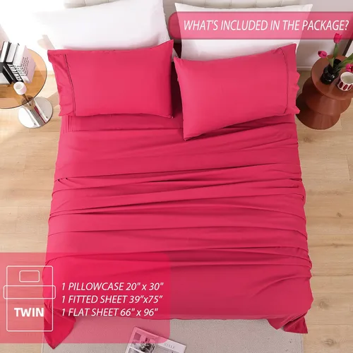 Miniatura 6 de Whitney Home Textile Juego de Sábanas Individuales, Sábanas de Cama de Hotel de Microfibra Suave Tamaño Individual, Bolsillo Extra Profundo, Juego
