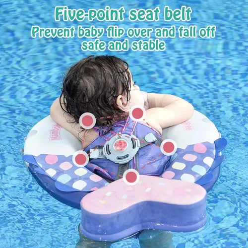 Miniatura 3 de Mambobaby Flotador Mejorado con Cola Añadida para Bebé con Toldo para Anillo de Natación de Cintura Infantil, Entrenador de Natación, Flotadores No