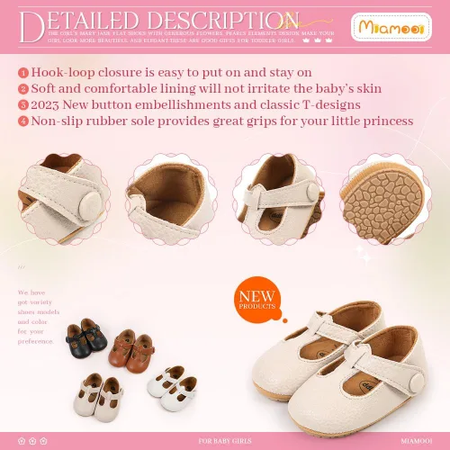Miniatura 5 de Miamooi Zapatos de vestir de boda para bebés y niñas, zapatos de ballet con lazo de princesa Mary Jane, zapatos planos para primeros pasos, zapatos