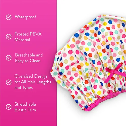 Miniatura 3 de Gorro de baño y ducha reutilizable forrado, gorro de ducha impermeable de gran tamaño, diseñado para todas las longitudes de cabello con forro