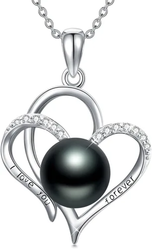 Miniatura 13 de Collar con colgante de perlas negras cultivadas, joyería fina, regalos para mujeres, collar con pedante de perlas negras de agua dulce para mujer
