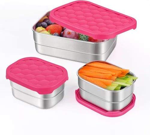 Miniatura 12 de Tanjiae Recipientes Pequeños (1 TAZA) de Acero Inoxidable para Bocadillos para Niños Recipientes de Comida Fáciles de Abrir a Prueba de Fugas
