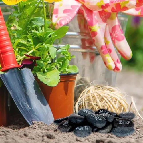 Miniatura 7 de Barelove 12 rocas para pintar pulidas grabadas, piedras de río, 12 palabras diferentes, piedras inspiradoras planas para artes, manualidades