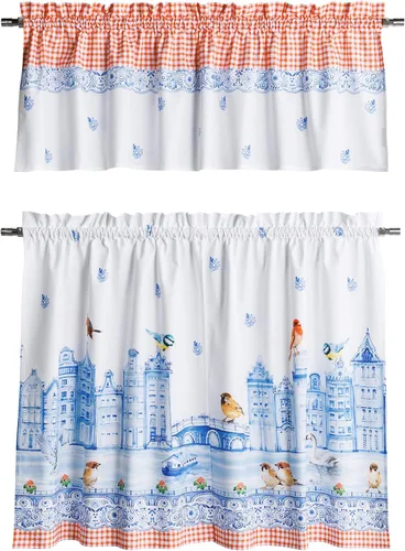 Miniatura 47 de Maison d' Hermine Juego de cortinas de cocina para ventanas, juego de cortinas de cocina 100% algodón, cenefas para el hogar [2 niveles