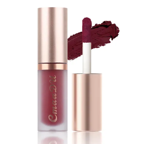 Miniatura 2 de evpct 1 pieza conjunto de lápiz labial líquido mate de terciopelo sedoso rojo vino ciruela y brillo labial para mujeres de larga duración 24 horas