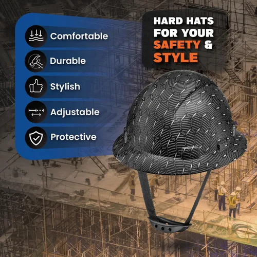 Miniatura 2 de Casco duro para trabajos de construcción aprobado por la OSHA, de ala completa, aprobado como seguro, con diseño personalizado de fibra de carbono