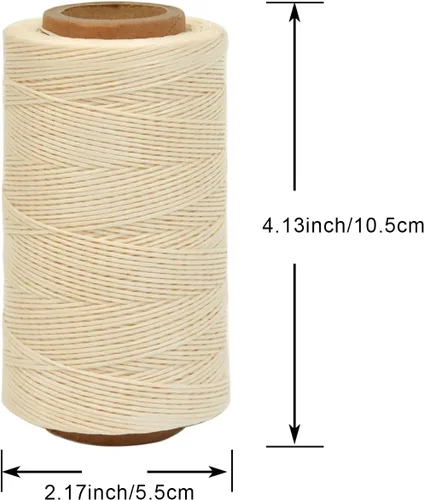 Miniatura 2 de Hilo encerado, 284 yardas, 150D 0.031 in de cuero, hilo encerado para reparación de zapatos, encuadernación, cuero, manualidades, bricolaje (beige)