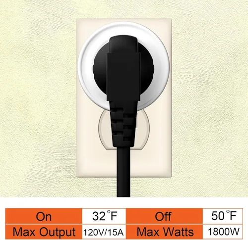 Miniatura 2 de Toma de corriente controlada termostáticamente: (2 piezas) se enciende automáticamente por debajo de 32 ℉, apagado por encima de 50 ℉, enchufe