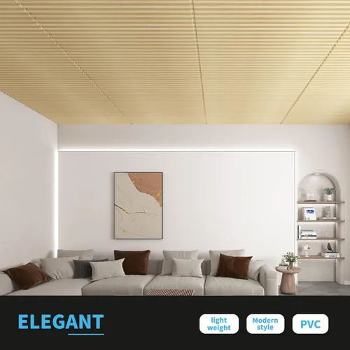 Miniatura 3 de Art3d Paquete de 6 paneles de pared 3D con diseño de listones para decoración de paredes interiores, baldosas decorativas de techo suspendido de PVC