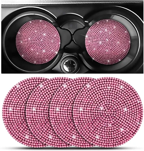Miniatura 8 de Osilly – Portavasos para auto con brillantes, 2 unidades, diamantes de imitación, antideslizantes, portavasos universales de 2.75 pulgadas