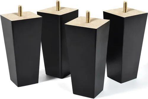 Miniatura 7 de Juego de 6 patas para muebles de 6 pulgadas, color negro, patas otomanas de repuesto para sofá seccional, cómoda, reclinable, mesita de noche