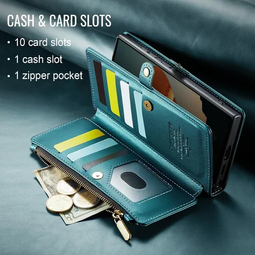 Miniatura 8 de Defencase Compatible con Galaxy A14 5G Funda Cartera con Tarjetero de Bloqueo RFID para Mujeres y Hombres, Funda de Teléfono Cartera de Cuero PU