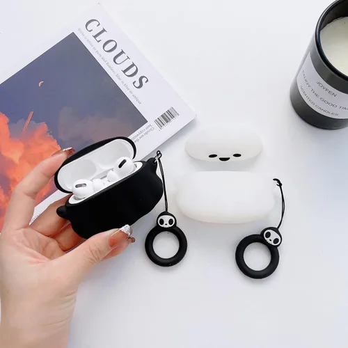 Miniatura 5 de Paquete de 2: funda fantasma 3D negra y blanca (brilla en la oscuridad) para Airpod Pro/Pro 2nd, funda linda de dibujos animados 3D para niños
