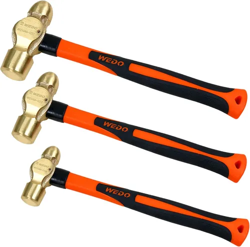 Miniatura 11 de WEDO Martillo de Bola de Latón con Mango de Fibra de Vidrio, Martillo de Bola Pein, 1lb, 280mm, 11